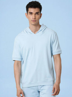 Rare Rabbit - Blue Solid Relaxed Fit T-Shirt