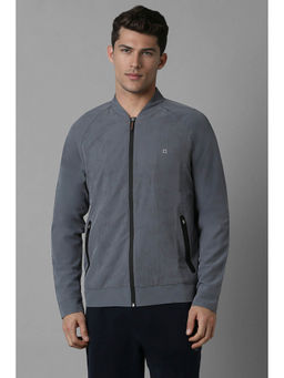 Louis Philippe - Grey Printed Regular Fit Jacket