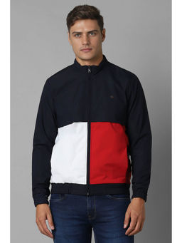 Louis Philippe - Navy Blue Colorblock Regular Fit Jacket
