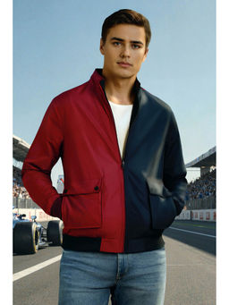 Louis Philippe - Maroon Colorblock Regular Fit Jacket