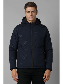 Louis Philippe - Navy Blue Textured Regular Fit Jacket