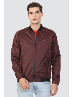 Louis Philippe - Maroon Solid Regular Fit Jacket