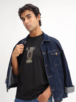 Rare Rabbit - Black Printed Regular Fit T-Shirt