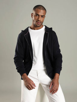 Tommy Hilfiger - Navy Blue Solid Regular Fit Jacket