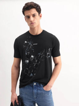 Rare Rabbit - Black Printed Regular Fit T-Shirt