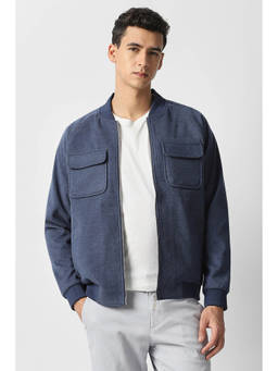 Van Heusen - Navy Blue Solid Regular Fit Jacket