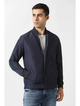 Van Heusen - Navy Blue Textured Regular Fit Jacket