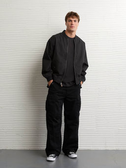 American Eagle - Black Solid Regular Fit Jacket