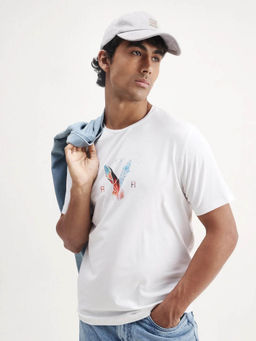 Rare Rabbit - White Printed Regular Fit T-Shirt