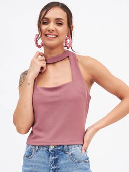 Kibo - Women Pink Polyester Sleeveless Solid Top