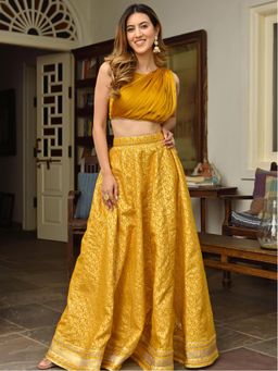 Lavanya The Label - Gold Brocade Lehenga (Set of 2)