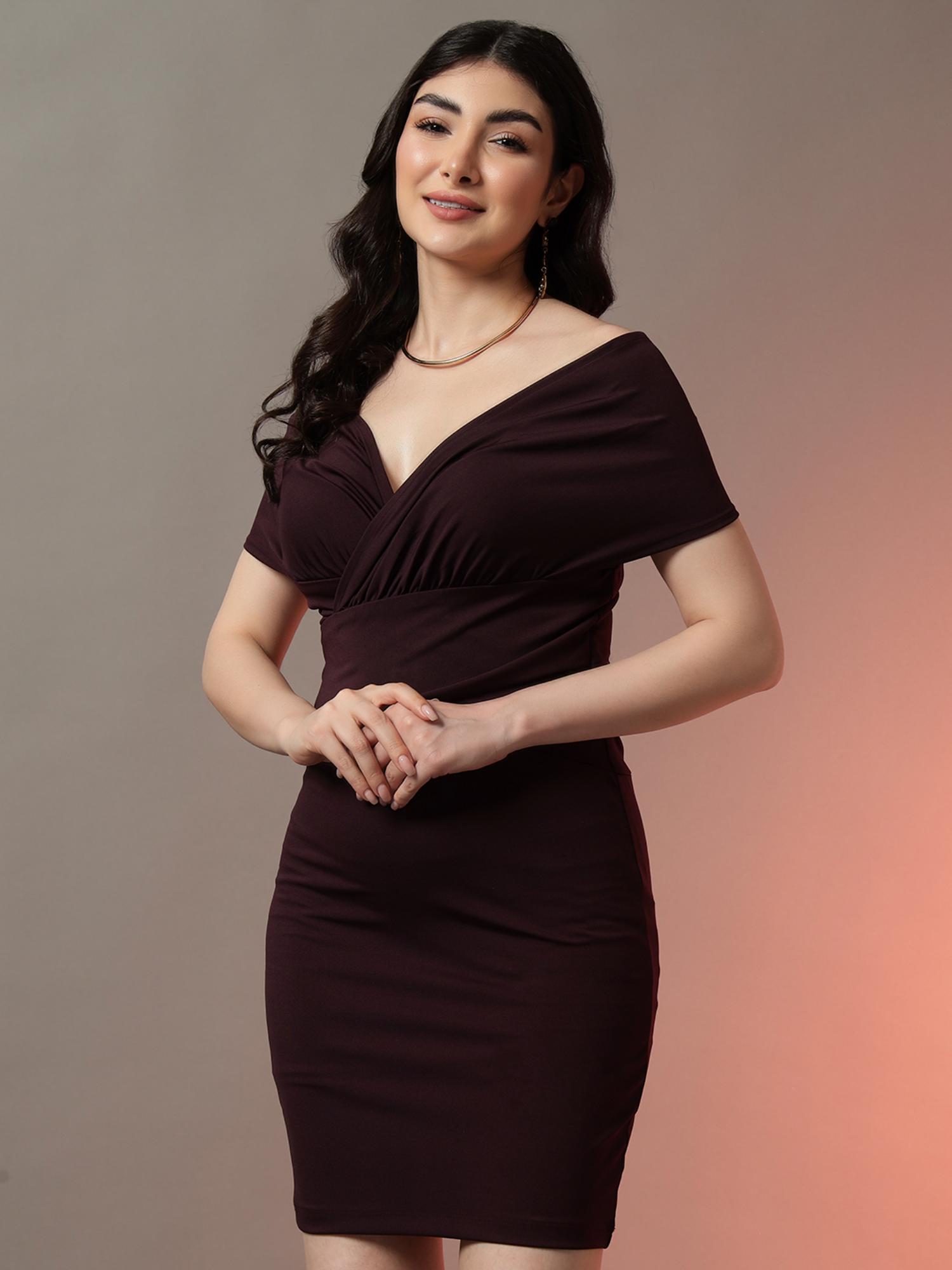 Wine Bandage Bodycon Mini Dress-image-41