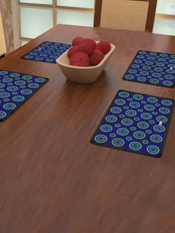 Indigifts - Table Mat 12X18 Inches Set Of 4 - Blue Placemats Dining Table Washable