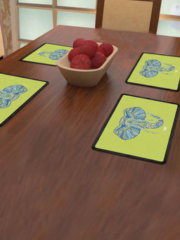 Indigifts - Table Mat 12X18 Inches Set Of 4 - Green Placemats Dining Table,Home Décor