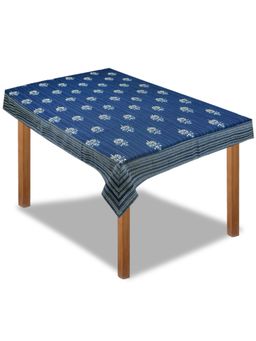 Stole & Yarn - Floral Blue Jaipuri 4 Seater Cotton Table Cover
