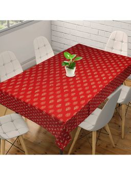 Stole & Yarn - Floral Red Jaipuri 4 Seater Cotton Table Cover