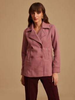 Kazo - Pink Short Double Breasted Overcoat