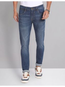 AD By Arvind - Skinny Fit Stone Wash Blue Jeans