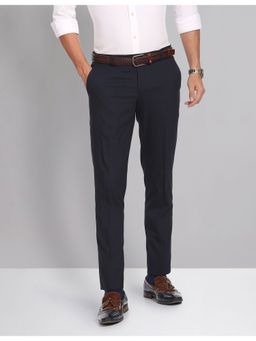 AD By Arvind - Smart Waist Solid Formal Blue Trouser