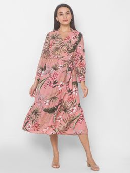 Globus - Pink Printed Dress with Belt (Set of 2)