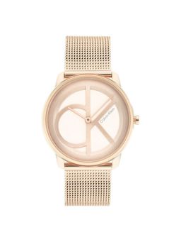 Calvin Klein - Iconic Mesh Quartz Rose Gold Round Dial Unisex Watch - 25200035