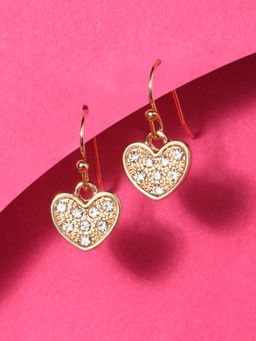 Accessorize London - Women's gold Pave Heart Short Drop Earring