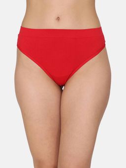 Zivame - Medium Rise Seamless Thong - Red