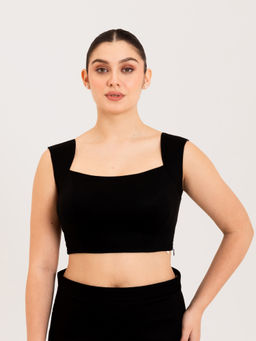I AM BY DOLLYJAIN - Womens Black Solid/Plain Stitched Blouse