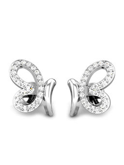 Candere by Kalyan Jewellers - 18K BIS Hallmark White Gold & Diamond Butterfly Earrings