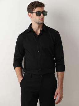 Selected - Black Dobby Full Sleeves Shirt