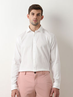 Selected - White Dobby Full Sleeves Shirt