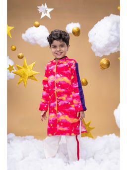 Little Shiro - Boys Pink Printed Kurta with Pant (Set of 2)