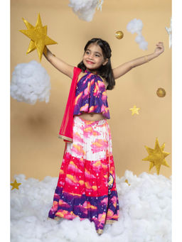 Little Shiro - Girls Multi-Color Sky Is The Limit Choli with Lehenga & Dupatta (Set of 3)
