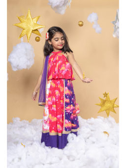Little Shiro - Girls Multi-Color Sky Is The Limit Choli with Lehenga & Dupatta (Set of 3)
