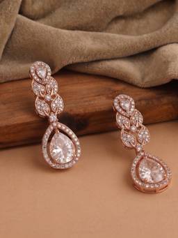 Estele - Rose Gold White CZ Glow Drop Earrings