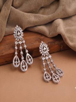Estele - Rhodium CZ Majestic Charm Earrings