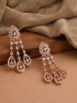 Estele - Rose Gold CZ Glimmer Drop Earrings