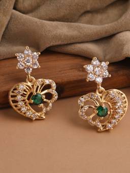 Estele - Floral Heart Drop Earrings