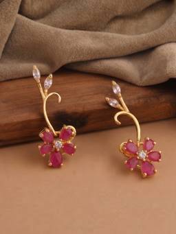 Estele - Gold Plated Leafy Bloom Earrings