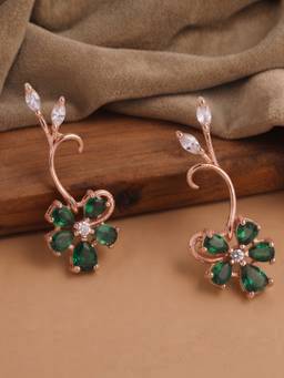 Estele - Rosegold CZ Shimmer Loop Earrings