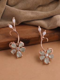 Estele - Rosegold Curvy Stem CZ Earrings