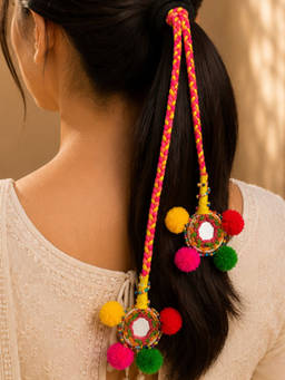 Viana Jewels - Kutchi Mirror Dangler Boho Hair Rubber Band for Women