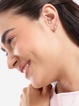 Carlton London - Gold Plated CZ Studded Floral Stud Earring