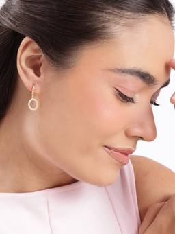 Carlton London - Gold Plated Contemporary Geometric CZ Hoop Earrings