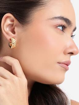 Carlton London - Gold-Plated Bold Geometric Half Hoop Earrings