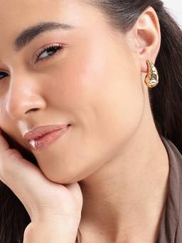 Carlton London - Gold Plated Bold Tear Drop Textured Stud Earring
