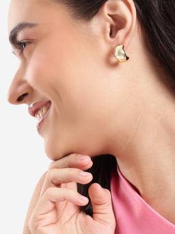 Carlton London - Gold Plated Elegant Moon shape Half Hoop Earring