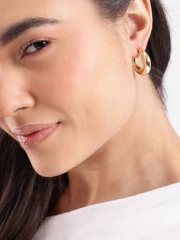 Carlton London - Gold Plated Sculptured Half Hoop Earring