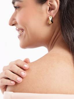 Carlton London - Gold Plated Contemporary Half Hoop Geometric Earrings