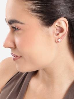 Carlton London - Rose Gold Plated CZ Sparkle Swirl Bold Stud Earring